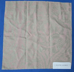 Ralph Lauren STANDISH DAMASK BISQUE 16.5×16.5″ Sample Fabric Napkins 2 Pieces