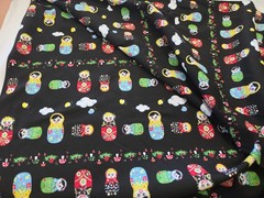 Matryoshka Doll Cotton Jersey Fabric Knit Children Black By The Yard