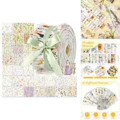 Hahafelt 60 Pcs Fabric Strips Quilting 2.6 x 40″ Floral Cotton Fabric Bundles