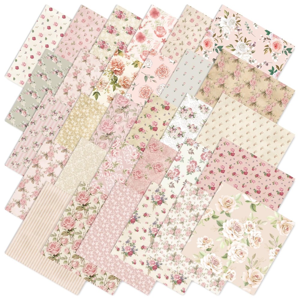 JarThenaAMCS 60Pcs Floral Cotton Fabric Bundles Pink 10 x 10 inches,