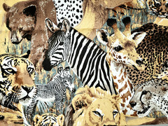 1 Yard Of Cotton Fabric Animals Lion Zebra Bear Leopard Giraffe Tiger Camel #03