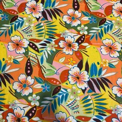 Alexander Henry Fabric Tropical Floral Flor de Color 2008 Cotton 40×42″ 1.1 yd