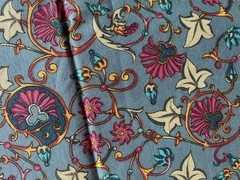 SHAMASH SONS FABRIC 2002~Swirl Vines Fans~LEAVES BUDS~Elaborate Fancy~GRAY BERRY