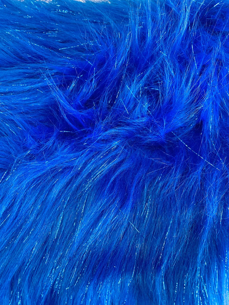 Faux Fur Long Pile Sparkling Royal Blue Fabric / 58″ W / Sold by the yard