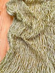 Green Linen Cotton Blended Natural Textured Fabric By 2 Meters.