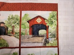 Fabric Panel – Covered Bridges Barn Art Quilt Blake Designs Wall Crafts 34×42″