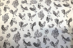 HENRY GLASS – FARM RAISED #1981-19 – ROOSTER LINEWORK – WHITE BY GAIL GREEN- BTY