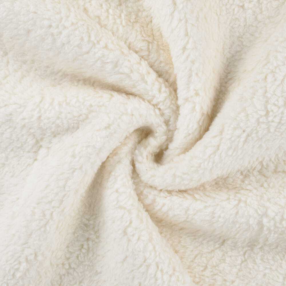 Cotton Teddy Sherpa Fleece Fabric Material – ECRU NATURAL