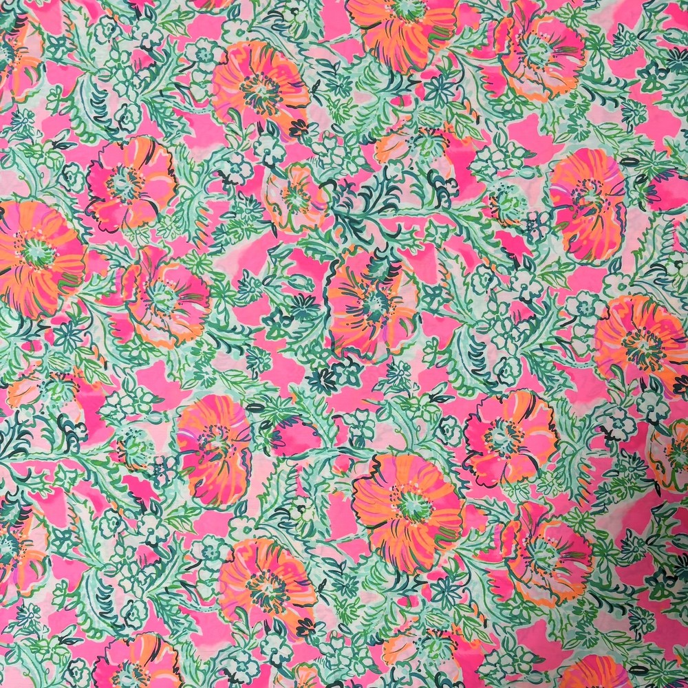 Lilly Pulitzer Cotton Poplin Fabric Soleil Pink Perfect Poppy 36″ X 57″