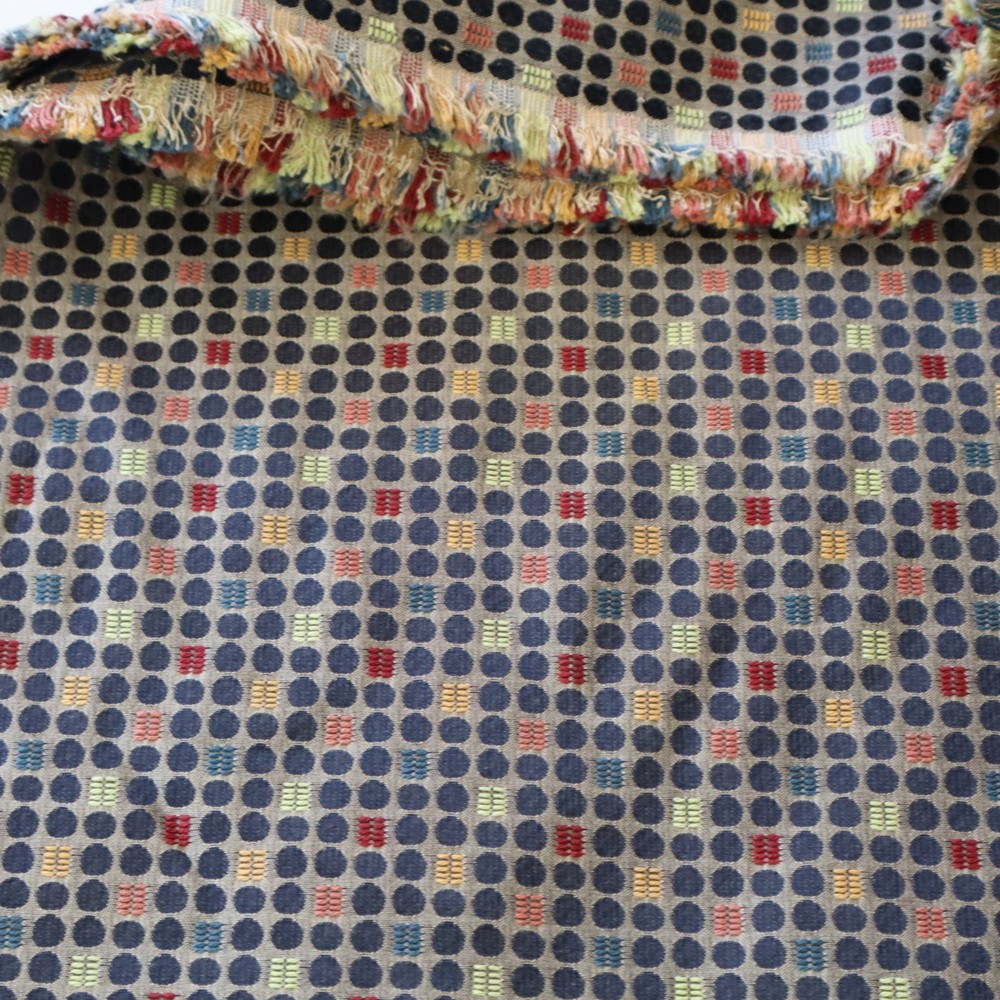MCM Designtex Upholstery Fabric “Dot to Dot” Licorice Black, Red 3.6 yds