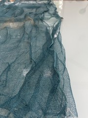 Antique Japanese Hand Spun Fine Hemp Kaya Mosquito Net Turquoise Seamless 70″