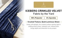 Iceberg Crinkled Velvet Fabric by the Yard 4-Way Stretch Panne Crushed Pile