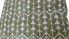 Carolina Irving 2 Yards Amazon Leaf Green Linen Hand-Painted Fabric Designer
