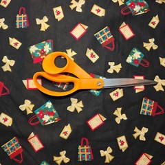 Christmas “Purses & Bows & Cards” on Black Cotton Quilting Fabric