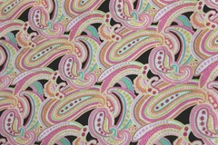 7 Yards Pink Brown Paisley Floral Fabric 100% Cotton 43×252″