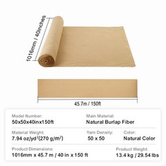 Burlap Fabric Roll Burlap Tree Wrap 40 in x 150 ft for Crafts & Plants