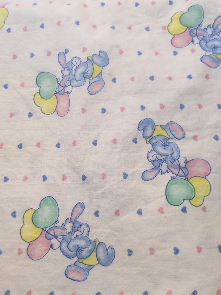 Vintage Princess Fabrics Inc. Pastel Bunny Hearts Sheet # 233 4 Cut 49″ X 42″