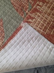 RARE VTG Home Signature Quilted 6 Yds Heavy Soft Fabric Upholstry Curtains USA