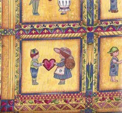 Harvest a Heart Love gold retro children blocks Avlyn fabric