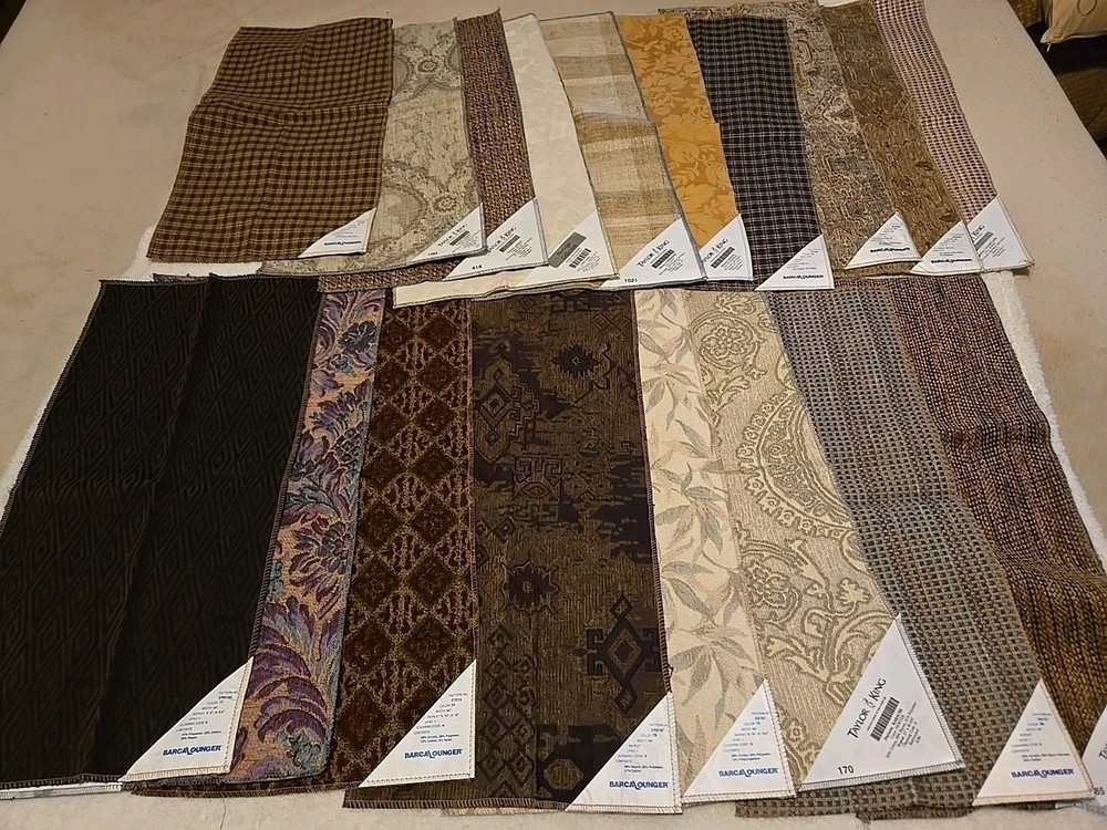Lot Of 18 Upholstery Drapery Sample Fabric Neutral Colors Crafts Quilts 12″ X 26