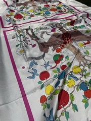 Deadstock Herms 100% Silk Twill Fabric Panel 35”x35” Scarf Logo