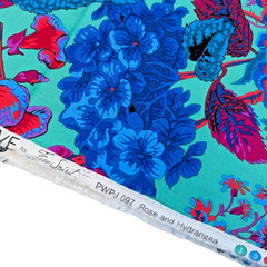 Kaffe Fassett Philip Jacobs “Rose & Hydrangea” Quilt Fabric OOP Teal Floral 2yds
