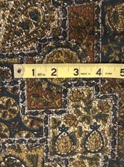 VTG 60 MCM Paisley Tiles Cheater Quilt Shades of Green Blue White Gold BTHY