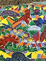 Vintage 70s 80s Dinosaur Fabric 5 Yards Princess Inc primary bright colors