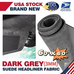 New Premium 3MM Gray 200cm*150cm Headliner Fabric Foam Backed Upholstery Suede