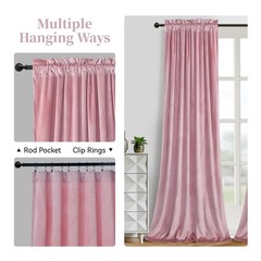 Roslynwood Velvet Blush Pink Curtain 84 inches Long – Curtains Thermal Insula…