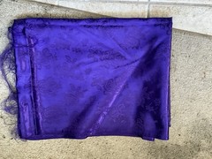 DEEP PURPLE SATIN Jacquard Brocade Fabric Rosette Floral 58 Inch Polyester, BTY