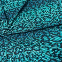 Blue Snake Animal Print Spandex Fabric Stretch by Yard for Swimwear Sportwear