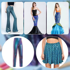 Mermaid Scales Fabric 39.4X59 Inch Sea Green Hologram 2 Way Stretch Sparkly Span