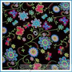 BonEful Fabric FQ Cotton Quilt Brown Pink Rainbow Flower Butterfly Green Leaf US