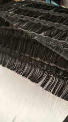 Black fringe lace 3d floral flowers embroidered on mesh fabric sold by the yard