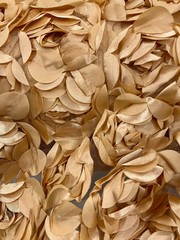 Maci GOLD 3D Floral Polyester Satin Rosette on Mesh Fabric by the Yard – 10057