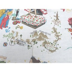 Vtg 1950s Peter Pan Neverland Barkcloth Fabric 61×44 MCM Rare Novelty Textile