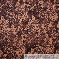 BonEful FABRIC FQ Cotton Quilt Brown Orange Tone Tonal BATIK Flower Garden Leaf
