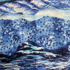 Vintage Ocean Waves Landscape Quilt Fabric by Hancock BTHY x 44″ WOF
