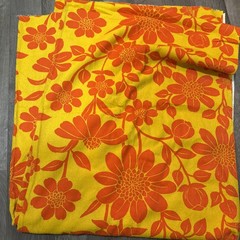 Vtg 60s 70s Neon Orange yellow NOS Terry Flower Power Material 102” X 44”