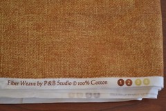 By 1/2 Yd, Gold & Brown Weave-Print Quilt Cotton, P&B Studio/”Fiber Weave”,M8128