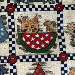 Vintage Patchwork Patriotic Rustic Kesslers Concord Cotton Fabric 70 x 44