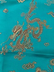 TURQUOISE Chinese Dragon Brocade Jacquard Fabric