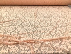 Embroidered Stretch Lace Apparel Fabric Sheer Floral Light Peach UU513