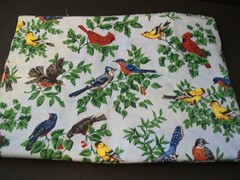 Blue Floral Bird Fabric Remnant Cotton Blend Sewing DIY Crafts 2.50yd New