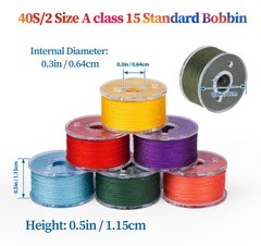 StiVerse 36 Colors Bobbin Thread Size A Class 15 (SA156), 36 (36PCS)