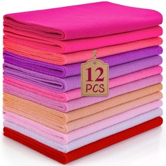 12 Rolls Soft Felt Fabric Sheets Pink 8×35 Inch 20.5x90cm 1.4mm Thick Craft