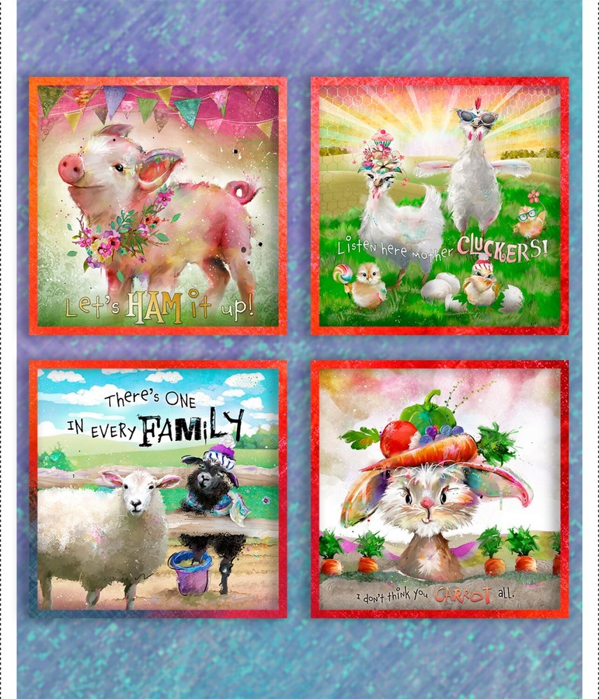Multi Back To The Farm 36In Panel 36 x 44 In 3 Wishes Fabric