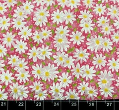 Tina Scrap 9″x21″ Pink Daisy Flowers Floral Packed Spring Garden FABRIC COTTON
