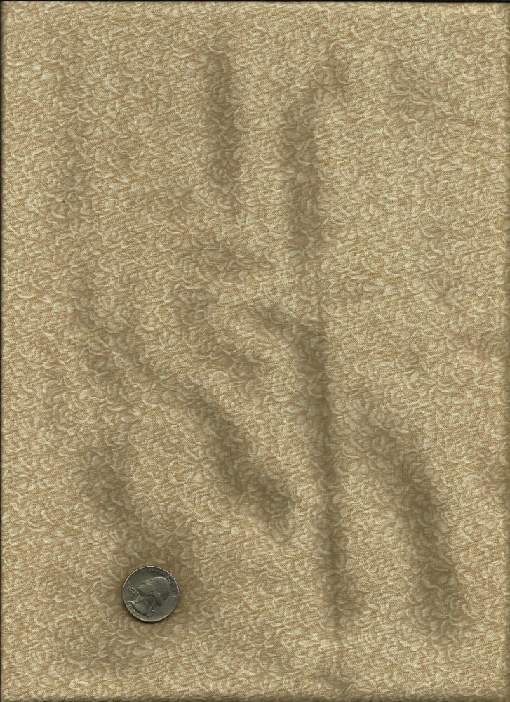 Nice Light Tan Tooled Leather Looking Print Tone-On-Tone Fabric by Cranston